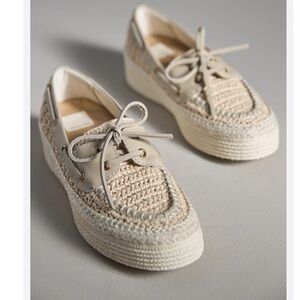 Nwt dolce vita raffia platform Cream Lace-Up Espadrille Shoes